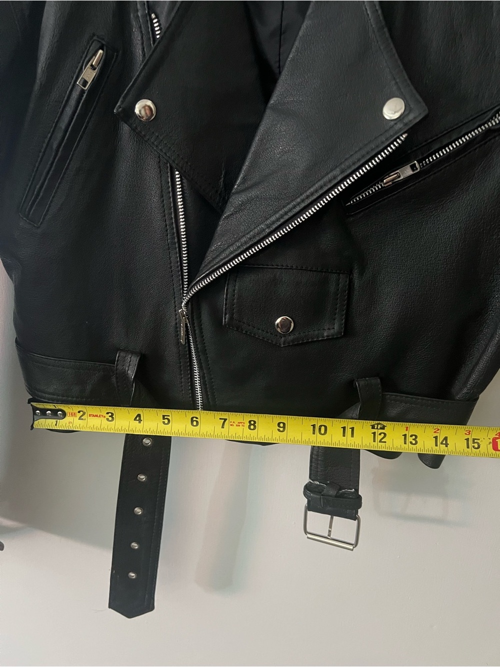 NWOT Vintage Wilson Black Cropped Leather Moto Jacket Y2K 80s - Picture 12 of 14